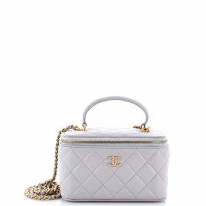 Chanel Small Classic Top Handle Vanity Case with Chain Quilted Lambskin